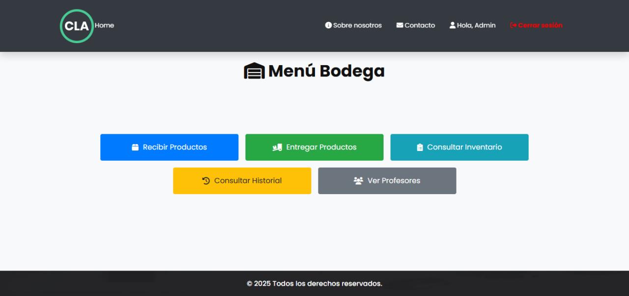 Menú Bodega